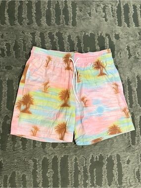 Frankie's Bikinis Pastel Palm Print Swim Shorts